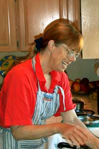 Sister in kitchen.