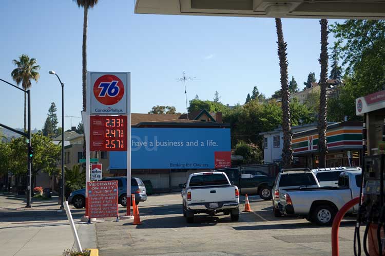 April 20th gas prices in Oakland.