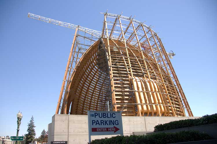 Church under construction at Grand and Harrison in Oakland