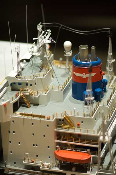 A ship model in the APL building in Oakland
