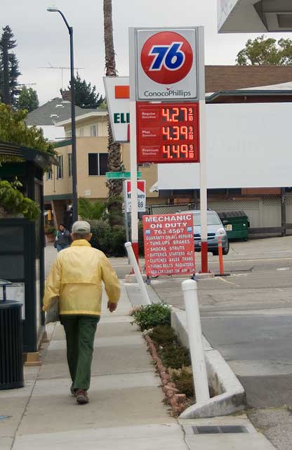August 6th gas prices in Oakland.
