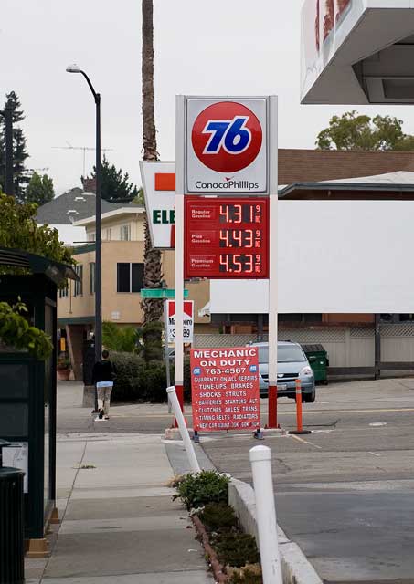 August 7th gas prices in Oakland.