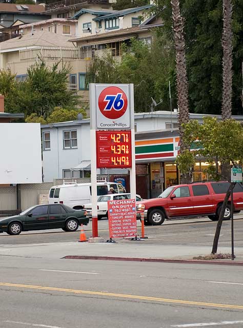 August 8th gas prices in Oakland.