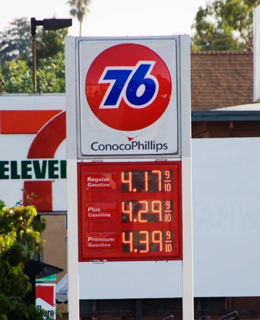 August 17th gas prices in Oakland.