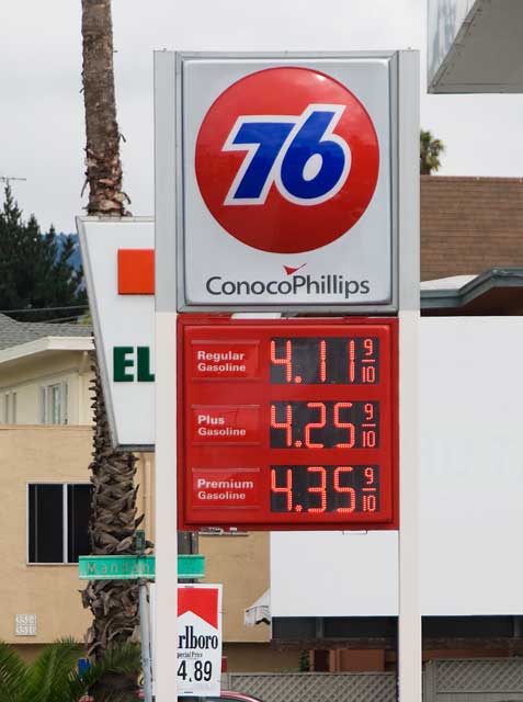 August 20th gas prices in Oakland.