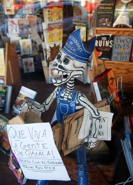 Book store window down the way in Oakland