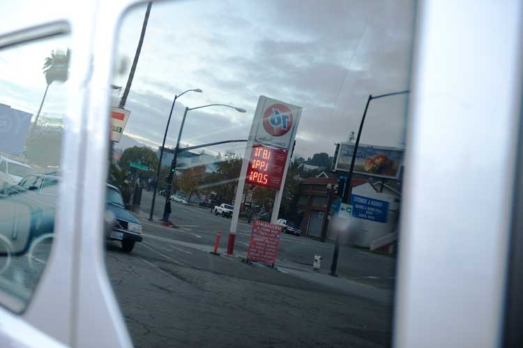 December 29th gas prices in Oakland.