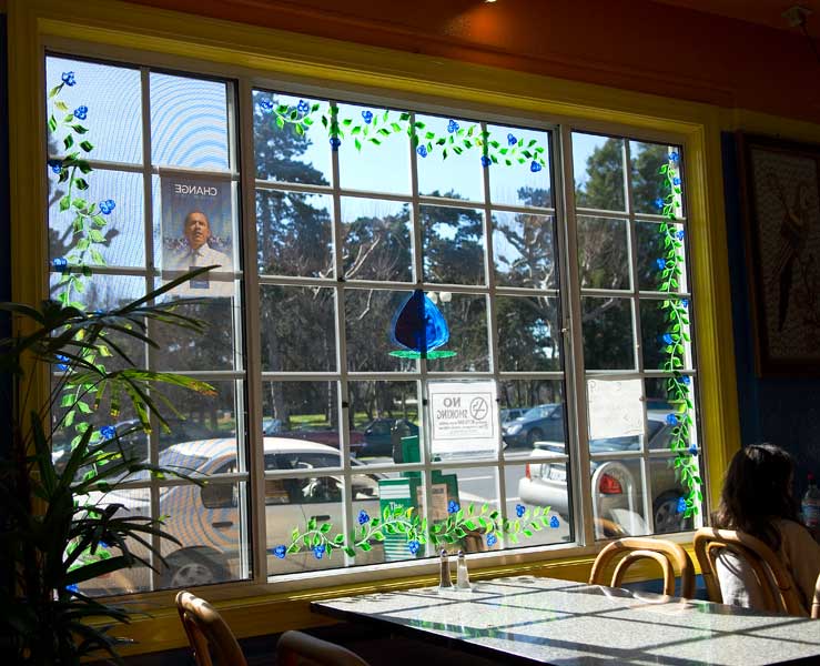 Inside a Mexican restaurant on Grand Avenue near Perkins.