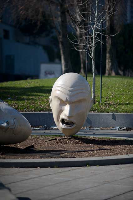 Robert Arneson's Yin and Yang sculpture San Francisco Embarcadero area today.