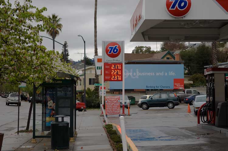 February  9th gas prices in Oakland.