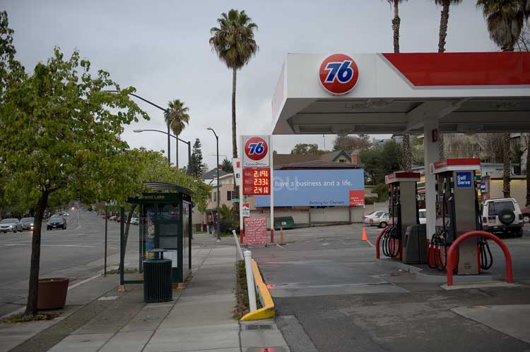 February  26th gas prices in Oakland.