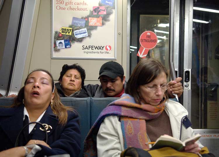 On a BART train in December.