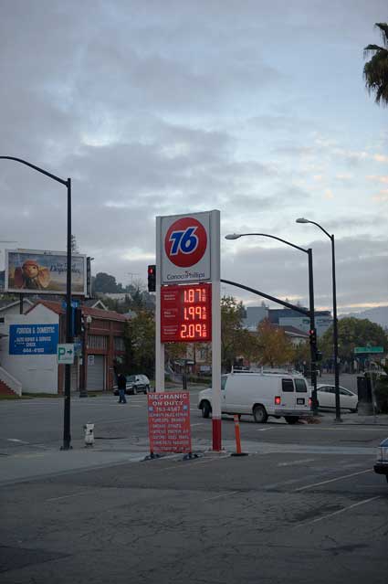 January 1st gas prices in Oakland.
