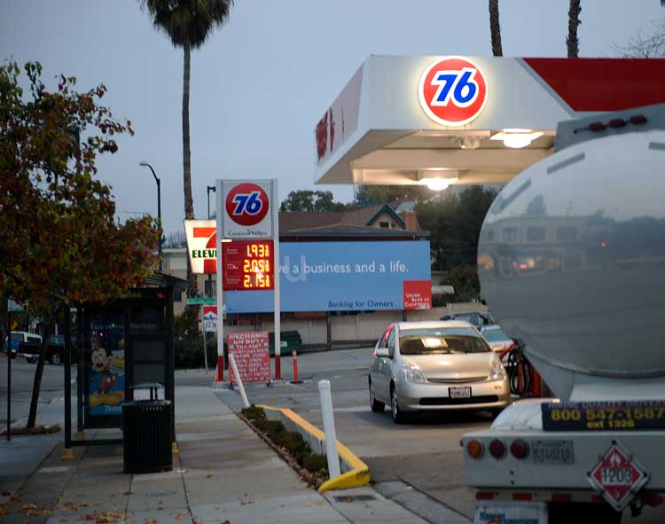 January 7th gas prices in Oakland.