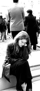 Young woman at Jerry Brown's inauguration speech.