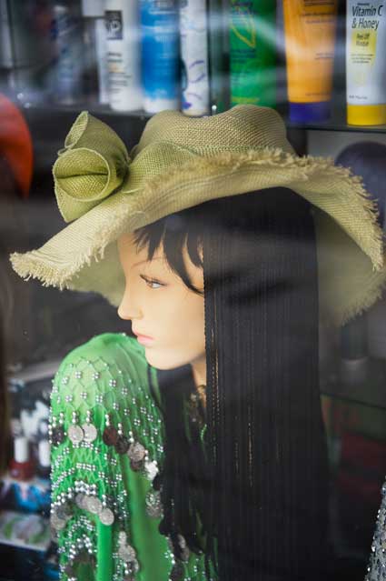 Store window in the Grand Lake Theater area of Oakland.