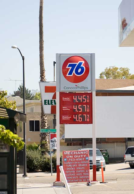 July 23rd gas prices in Oakland.