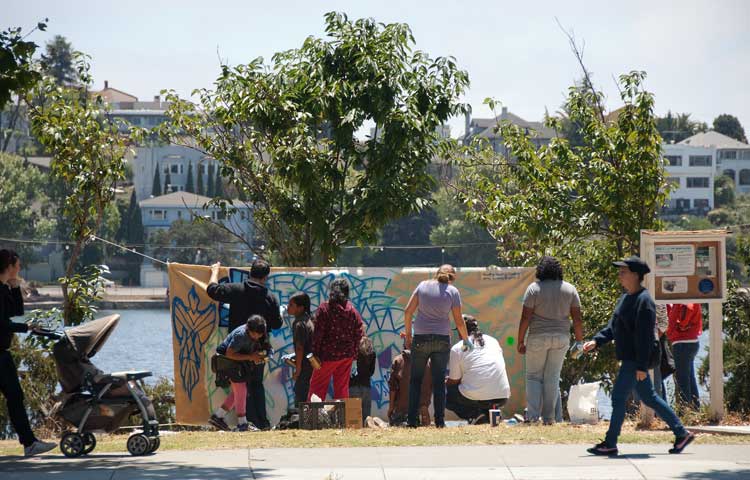Today, across the street, overlooking Lake Merritt in Oakland.