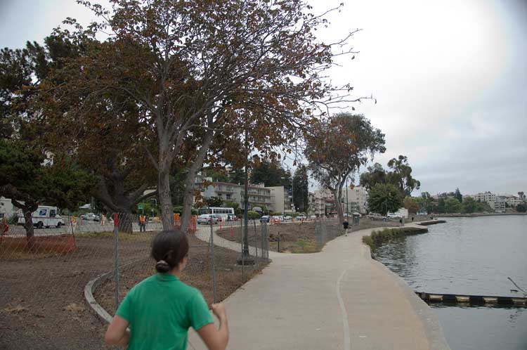 Construction underway to the left along Lakeshore Avenue.