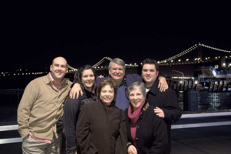 The usual crew of reprobates outside the Slanted Door in San Francisco