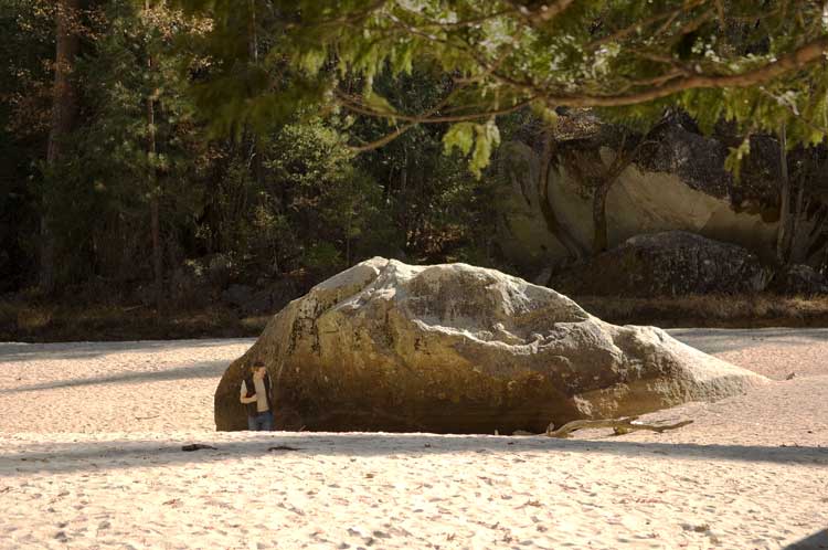 On the trail at a “mirror lake” in Yosemite.