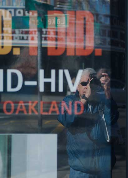 A bus stop across from the Grand Lake theater in Oakland