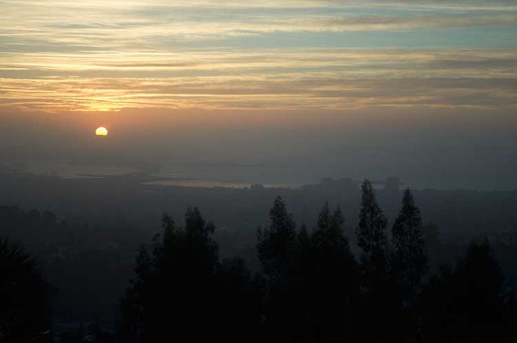 Sunset last evening through Mr. S's front window in the Oakland hills