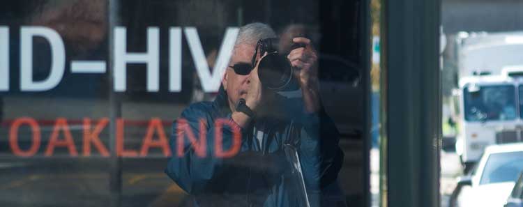 A bus stop across from the Grand Lake theater in Oakland