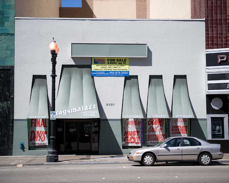 A closed store front on Broadway in Oakland.