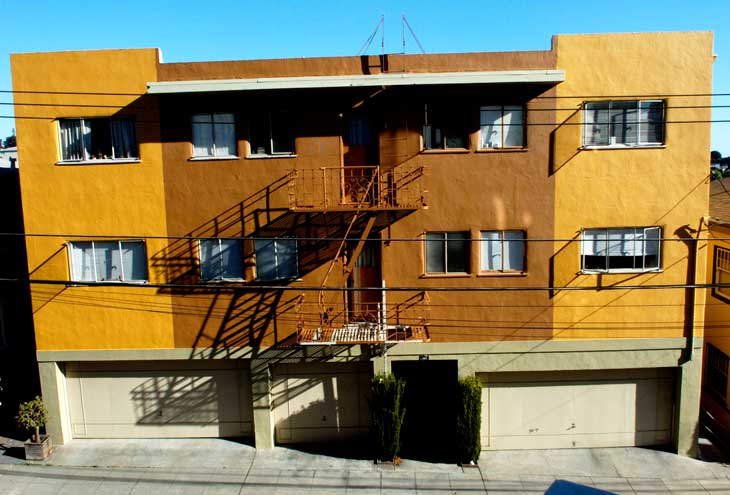 Tri-color building in the Lake Merritt area of Oakland